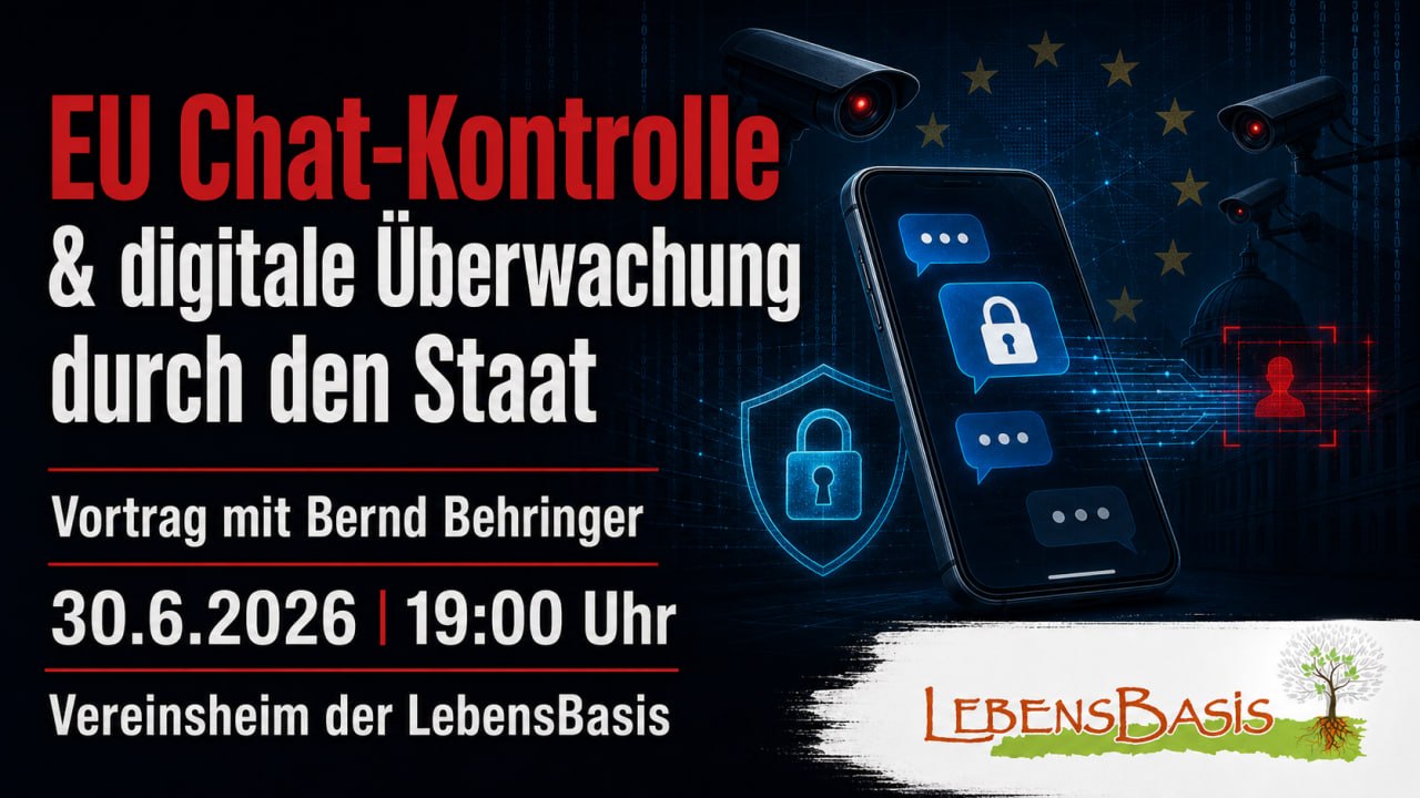 30.06.2026 19:00 Uhr Vortrag Chatkontrolle mit Bernd